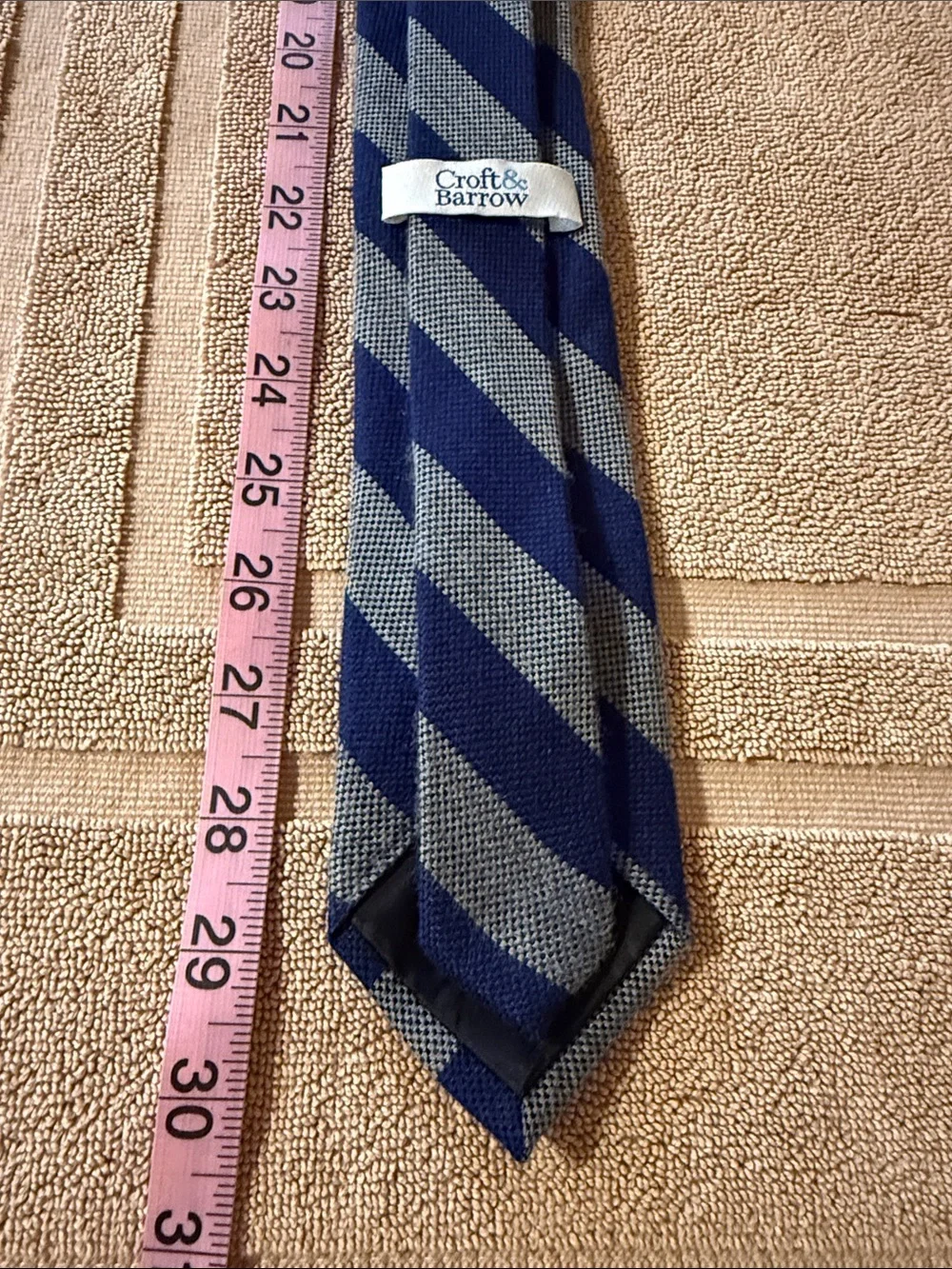 Croft & Barrow Tie Blue Gray Rep Stripe Preppy Minimalist Corporate Collegiate